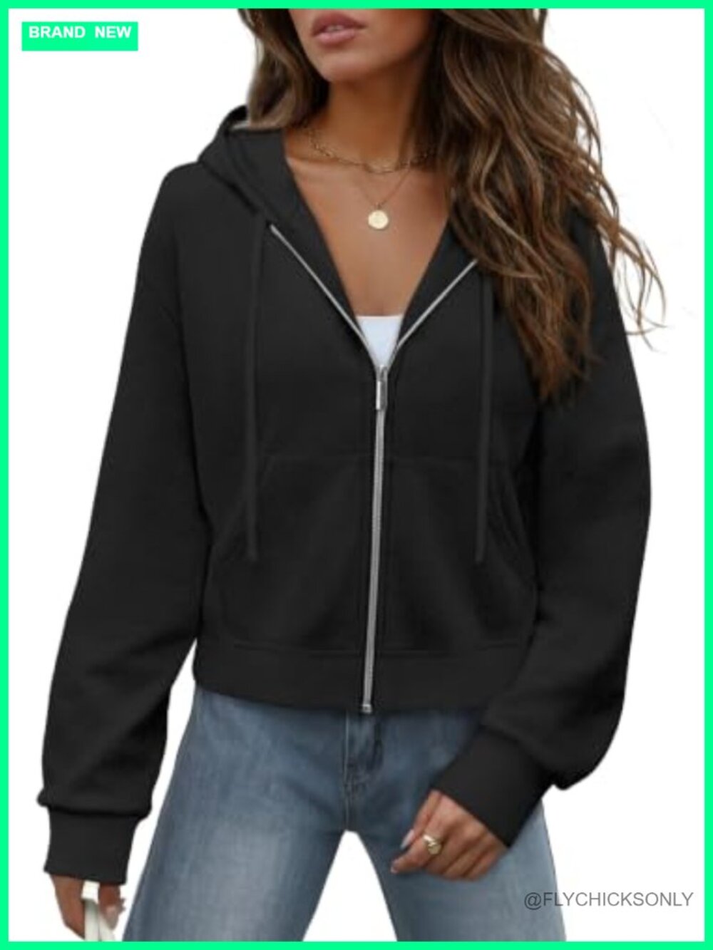 Womens Zip Up Cropped Hoodie Fleece Jacket Sweatshirt